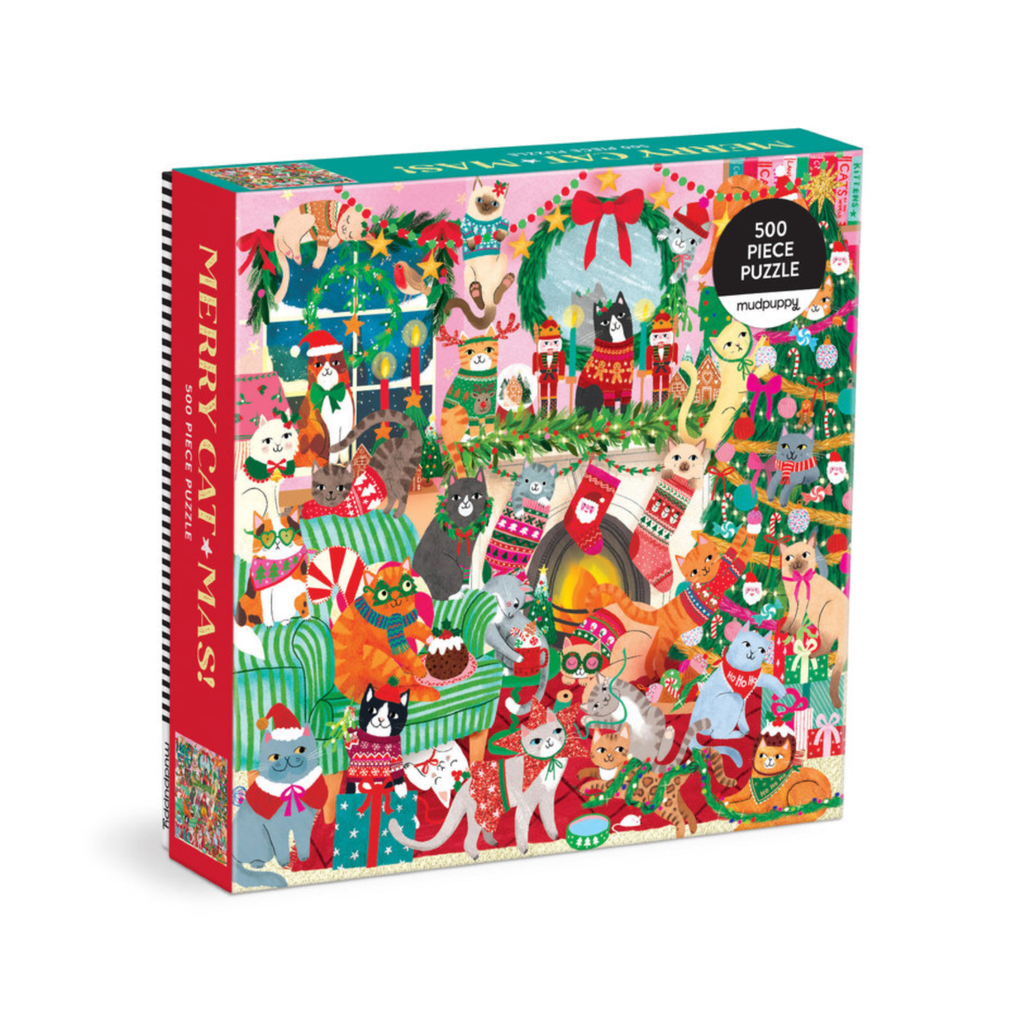 Merry Catmas! Family 500 Piece Jigsaw Puzzle Chronicle Books - Mudpuppy Toys & Games - Puzzles & Games - Jigsaw Puzzles