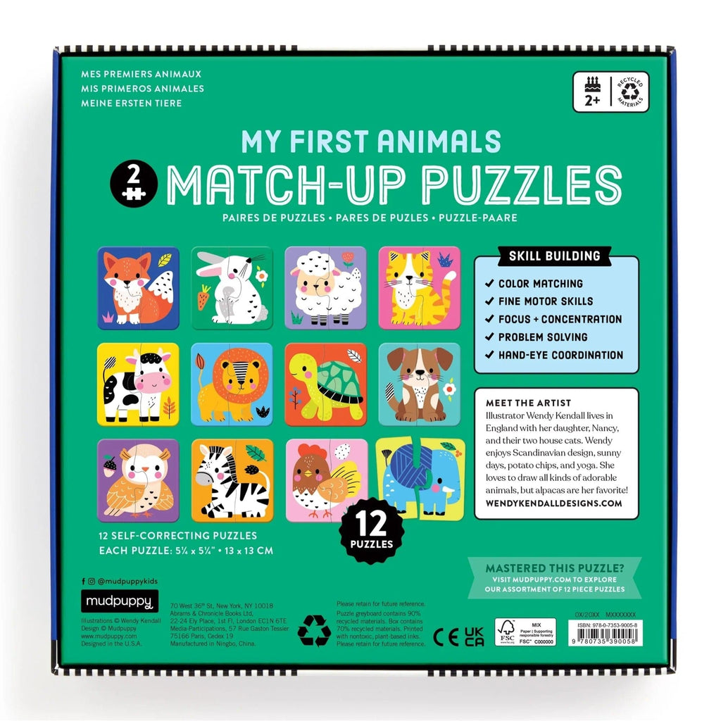My First Animals Match-Up 2 Piece Jigsaw Puzzles Chronicle Books - Mudpuppy Toys & Games - Puzzles & Games - Jigsaw Puzzles