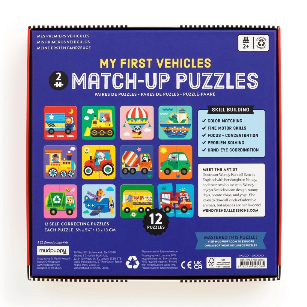 My First Vehicles Match-Up 2 Piece Jigsaw Puzzles Chronicle Books - Mudpuppy Toys & Games - Puzzles & Games - Jigsaw Puzzles