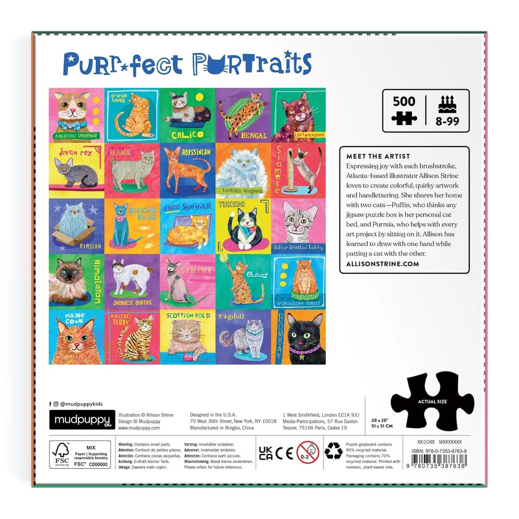 Purr-fect Portraits Family Puzzle 500 Piece Jigsaw Puzzle Chronicle Books - Mudpuppy Toys & Games - Puzzles & Games - Jigsaw Puzzles