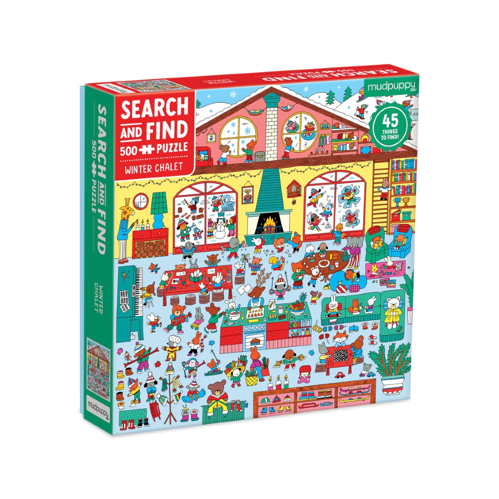 Winter Chalet Search And Find 500 Piece Jigsaw Puzzle Chronicle Books - Mudpuppy Toys & Games - Puzzles & Games - Jigsaw Puzzles