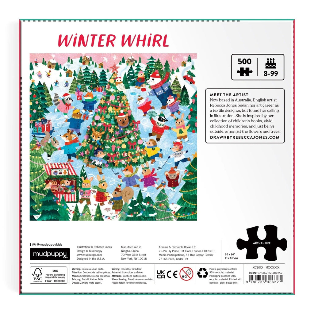 Winter Whirl Family 500 Piece Jigsaw Puzzle Chronicle Books - Mudpuppy Toys & Games - Puzzles & Games - Jigsaw Puzzles