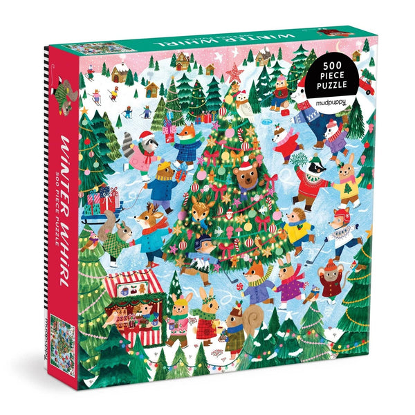 Winter Whirl Family 500 Piece Jigsaw Puzzle Chronicle Books - Mudpuppy Toys & Games - Puzzles & Games - Jigsaw Puzzles