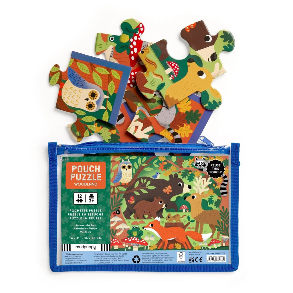 Woodland Pouch 12 Piece Jigsaw Puzzle Chronicle Books - Mudpuppy Toys & Games - Puzzles & Games - Jigsaw Puzzles