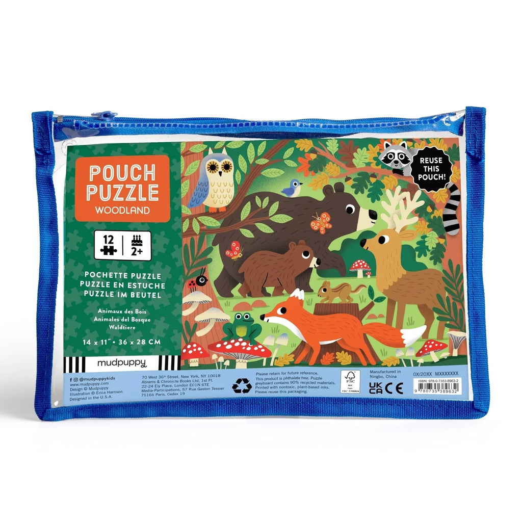 Woodland Pouch 12 Piece Jigsaw Puzzle Chronicle Books - Mudpuppy Toys & Games - Puzzles & Games - Jigsaw Puzzles