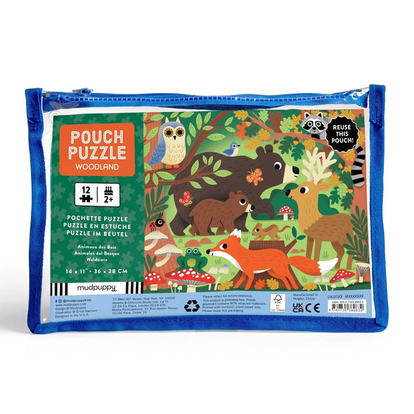 Woodland Pouch 12 Piece Jigsaw Puzzle Chronicle Books - Mudpuppy Toys & Games - Puzzles & Games - Jigsaw Puzzles