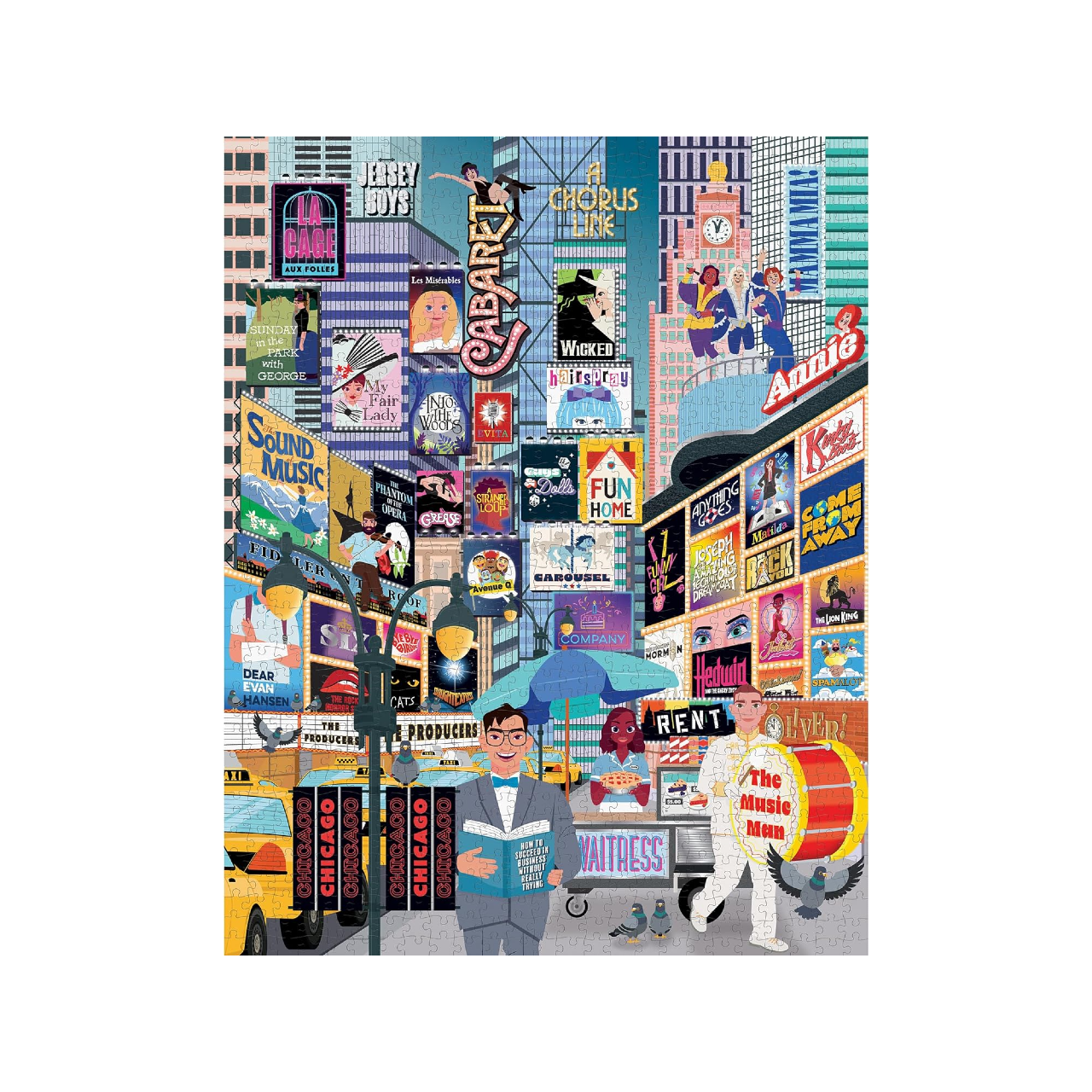 Ridley's Games Puzzle 1000 Pezzi - 50 Must-See Musicals Bucket List - 70x55 Cm, Illustrato, Materiali Riciclati - Regalo Per Amanti Del Teatro