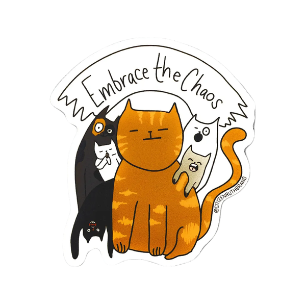 Embrace The Chaos Cat Sticker Citizen Ruth Impulse - Decorative Stickers