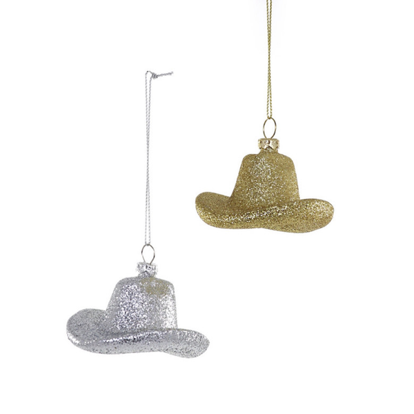 COF ORNAMENT GLITTERED COWBOY HAT Cody Foster & Co Holiday - Ornaments