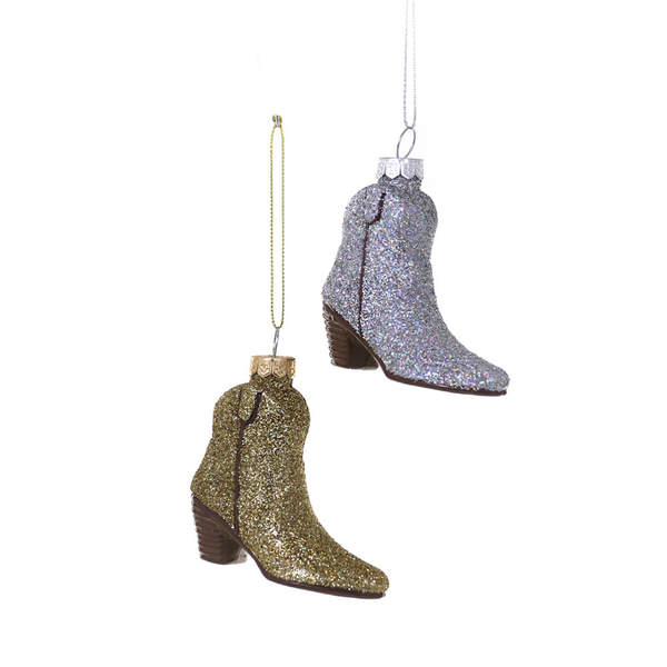 Glittered Cowboy Boot Ornaments Cody Foster & Co Holiday - Ornaments