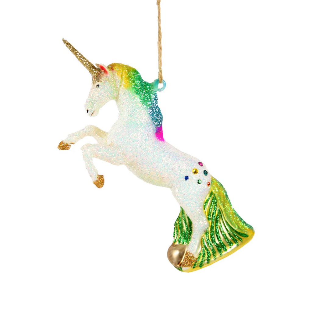 Glittered Rainbow Unicorn Ornament Cody Foster & Co Holiday - Ornaments