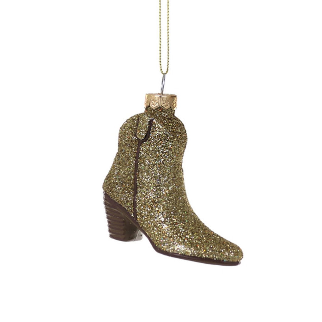 Gold Glittered Cowboy Boot Ornaments Cody Foster & Co Holiday - Ornaments