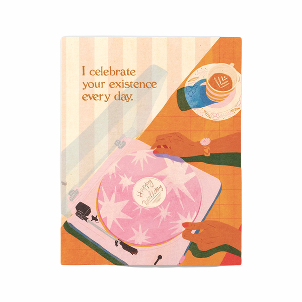 I Celebrate Your Existence Everyday Record Player Birthday Card Compendium Cards - Birthday