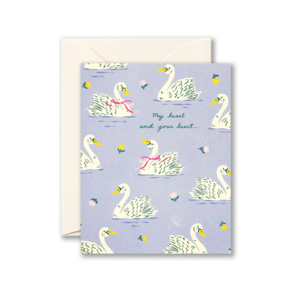 My Heart And Your Heart Swans Love Card Compendium Cards - Love