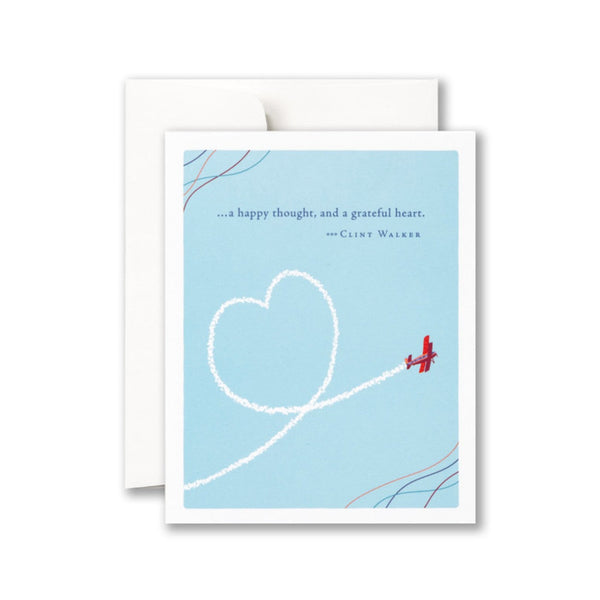 A Happy Thought Plane Heart Thank You Card Compendium Cards - Thank You