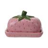 Hand-Painted Ceramic Strawberry Butter Dish Creative Co Op Home - Decorative Trays, Plates, & Bowls