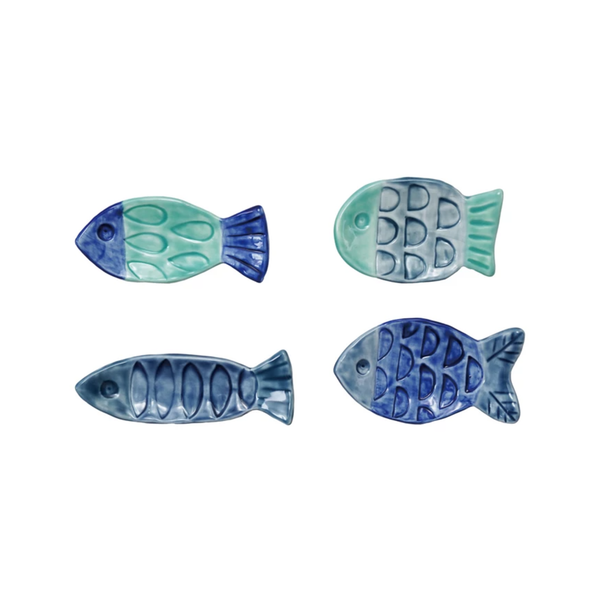 Hand Painted Fish Shaped Dish Creative Co Op Home - Decorative Trays, Plates, & Bowls