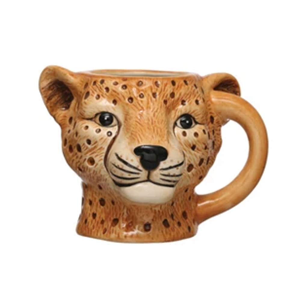 Cheetah Animal Head Mug Creative Co Op Home - Mugs & Glasses