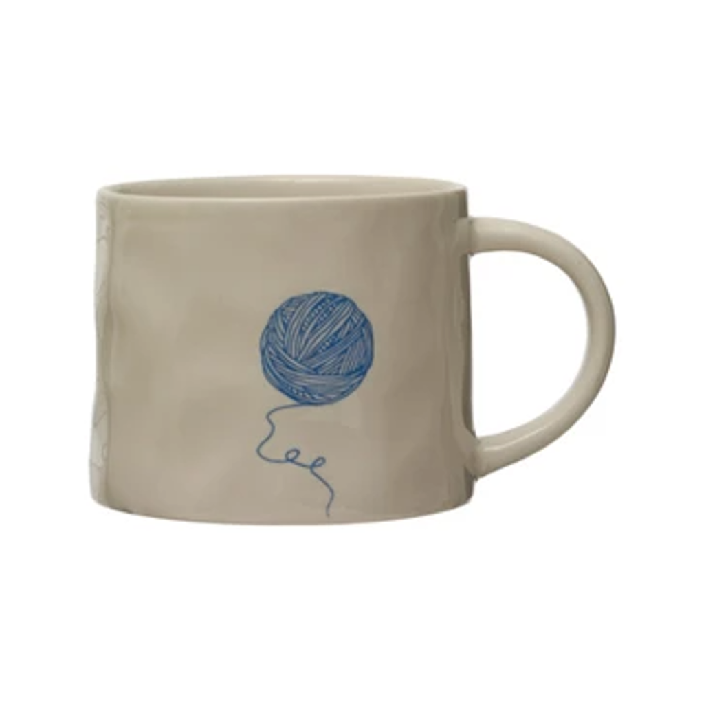 Wax Relief Illustration Mugs With Secret Image on Bottom Creative Co Op Home - Mugs & Glasses