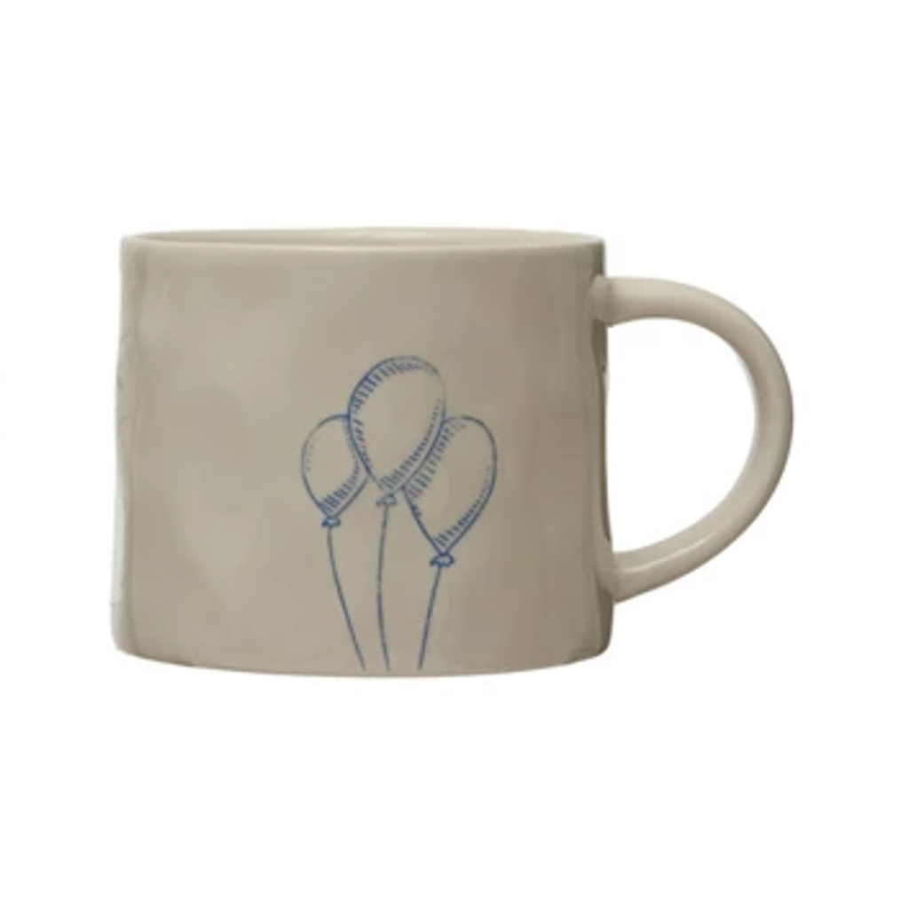 Wax Relief Illustration Mugs With Secret Image on Bottom Creative Co Op Home - Mugs & Glasses