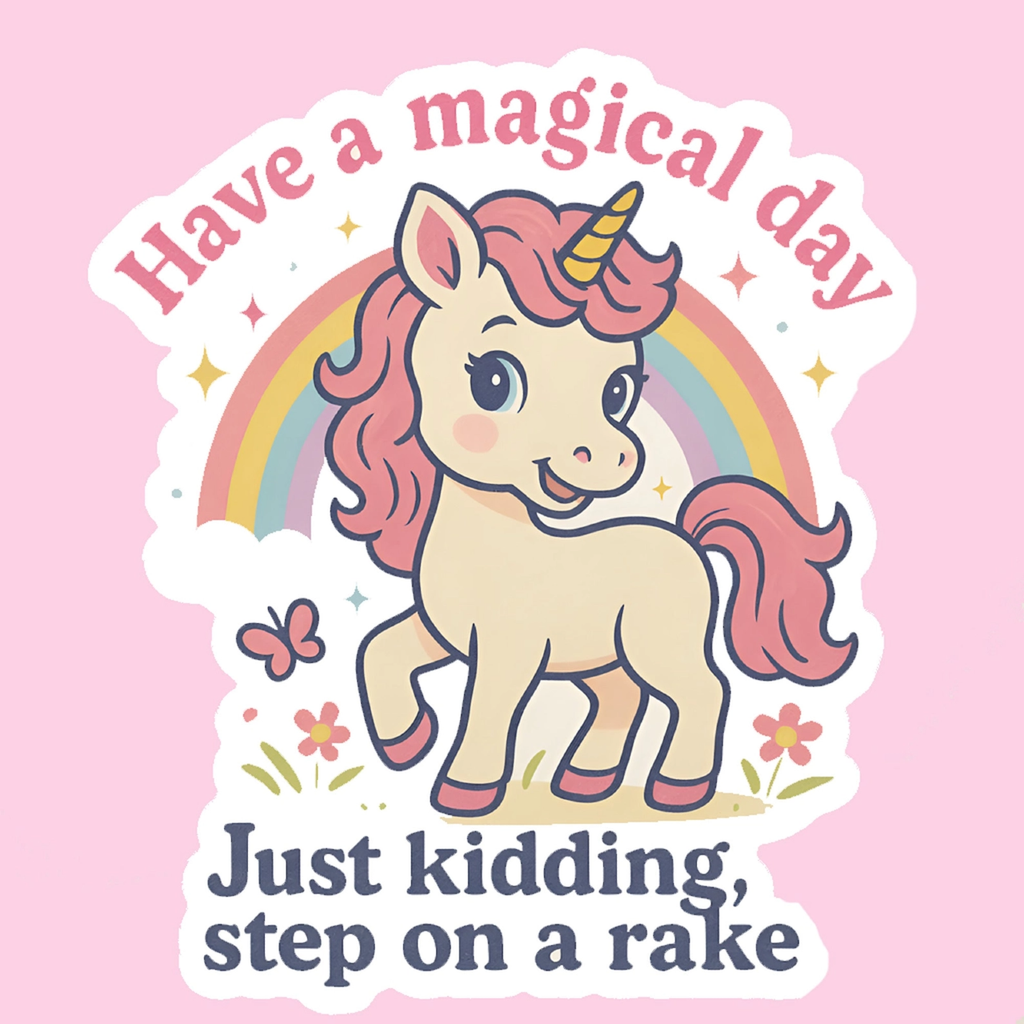 Have A Magical Day Just Kidding Step On A Rake Sticker Crimson & Clover Studio Impulse - Decorative Stickers