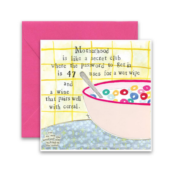 Wine That Pairs Well With Cereal Motherhood Card Curly Girl Cards - Holiday - Mother's Day