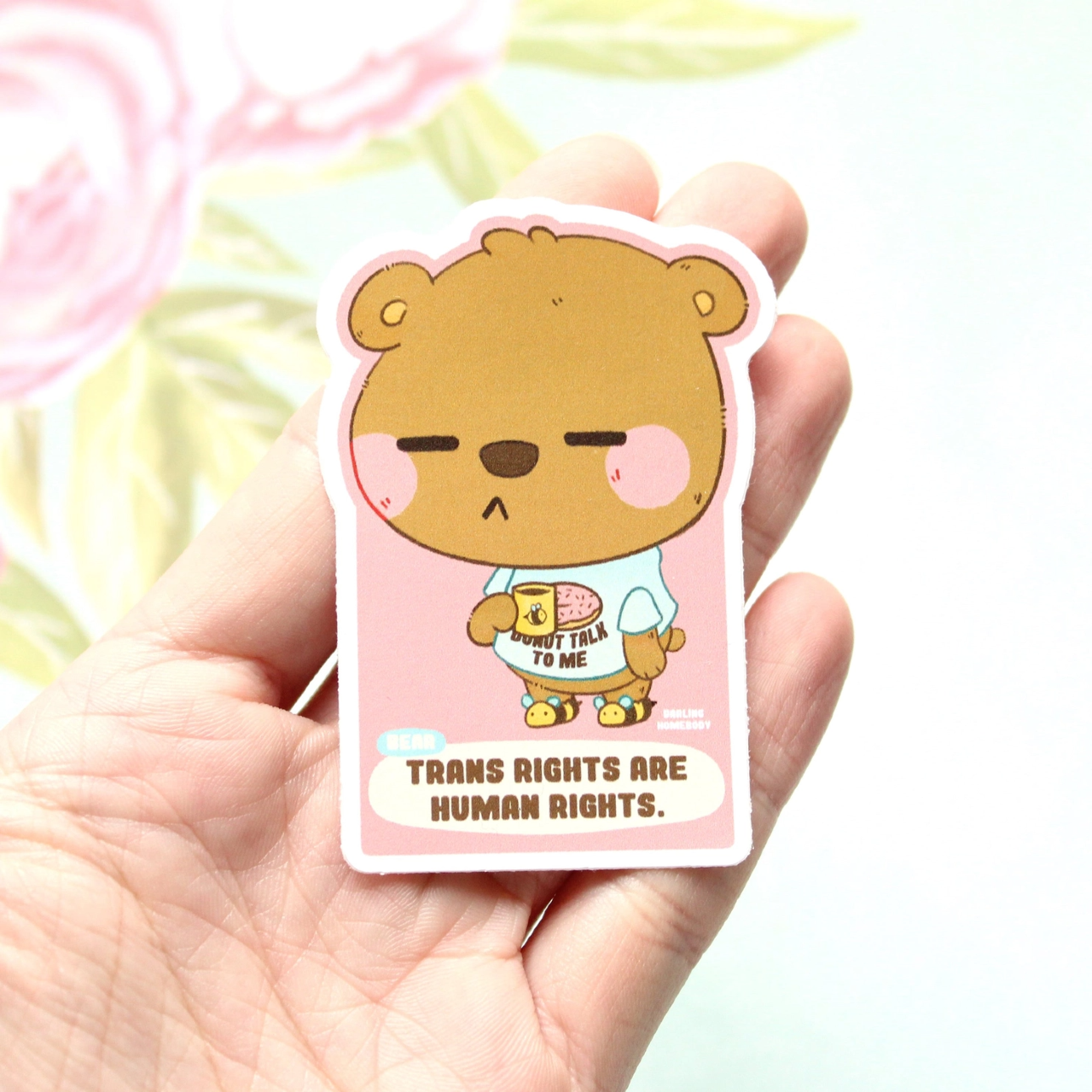 Trans Rights Are Human Rights Bear Drinking Coffee Sticker – Urban ...