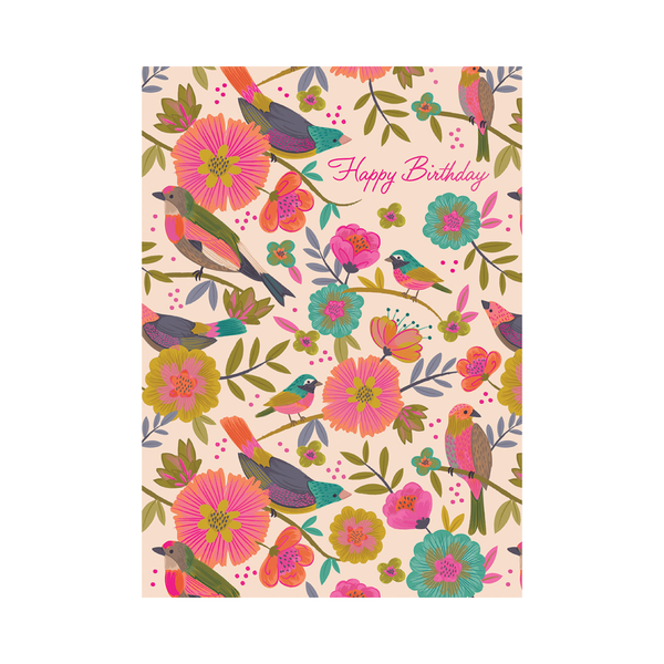 Floral Chirps Birthday Card Design Design Cards - Birthday