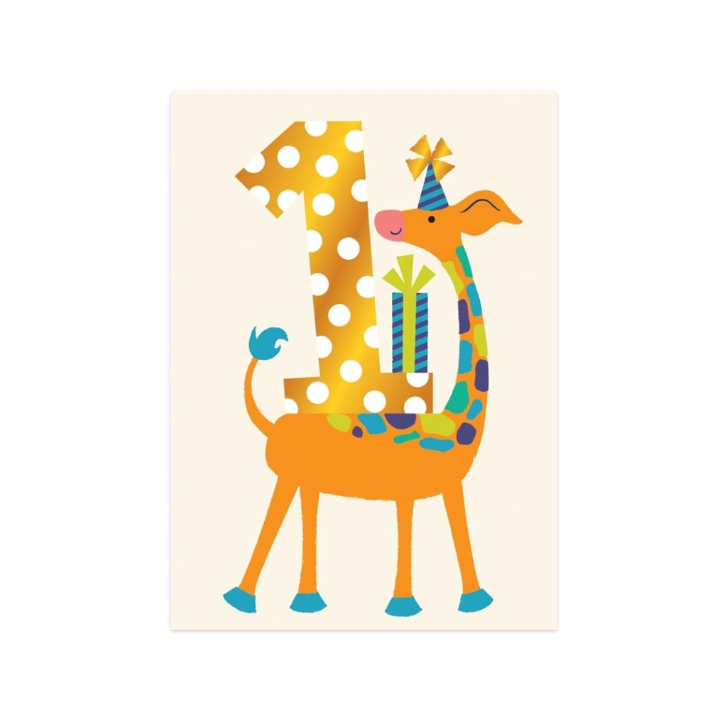 One-derful Giraffe First Birthday Card Design Design Cards - Birthday