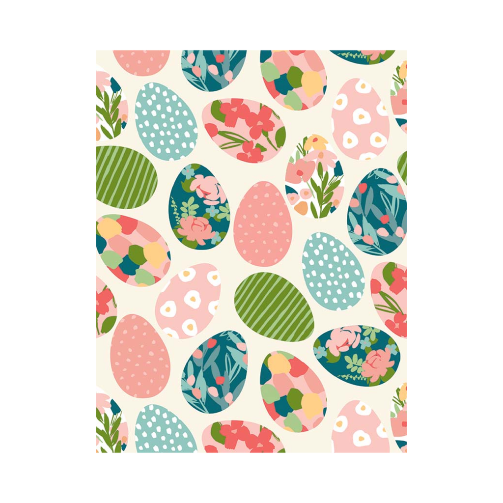 Patterned card with Easter egg designs on a cream background