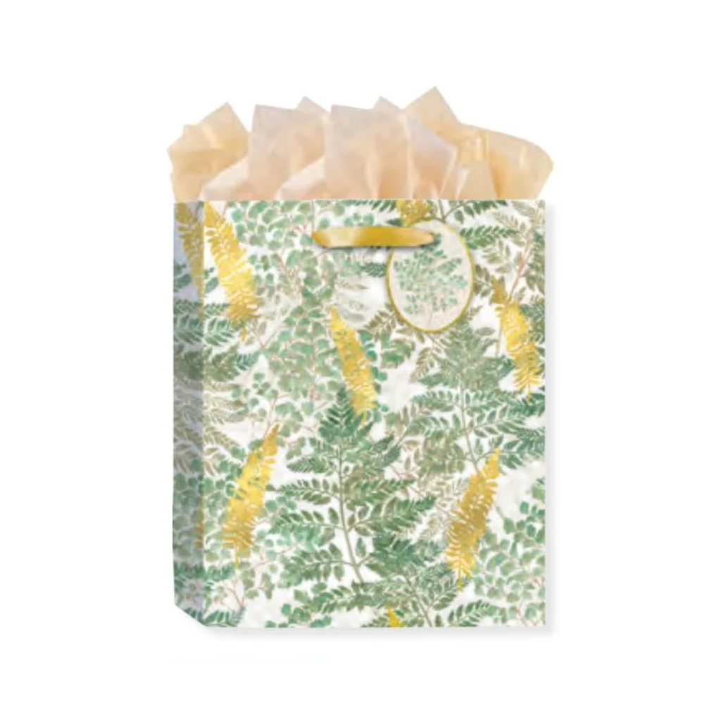 Forest Ferns Gold Gift Bag - Medium Design Design Gift Wrap & Packaging - Gift Bags