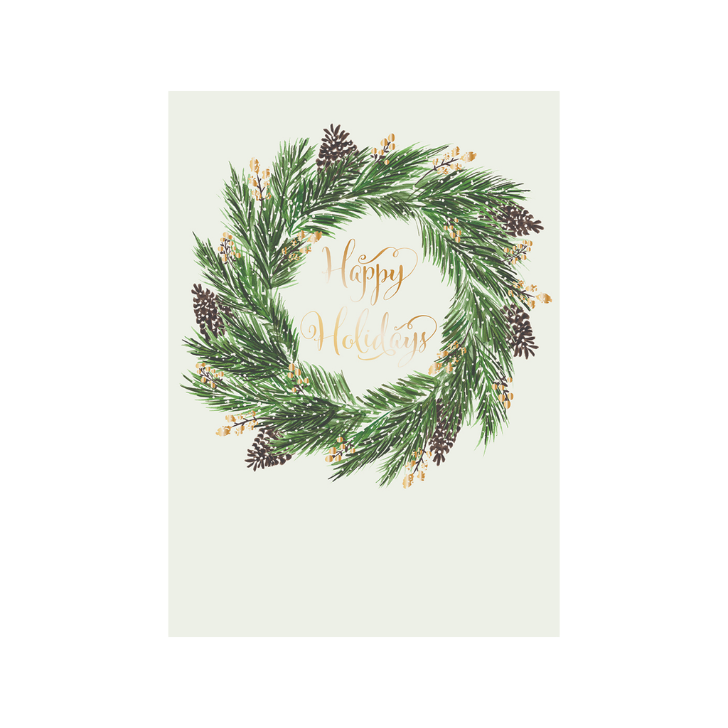 Green Wreath Holiday Card - Boxed Set Design Design Holiday Cards - Boxed Cards - Holiday - Happy Holidays