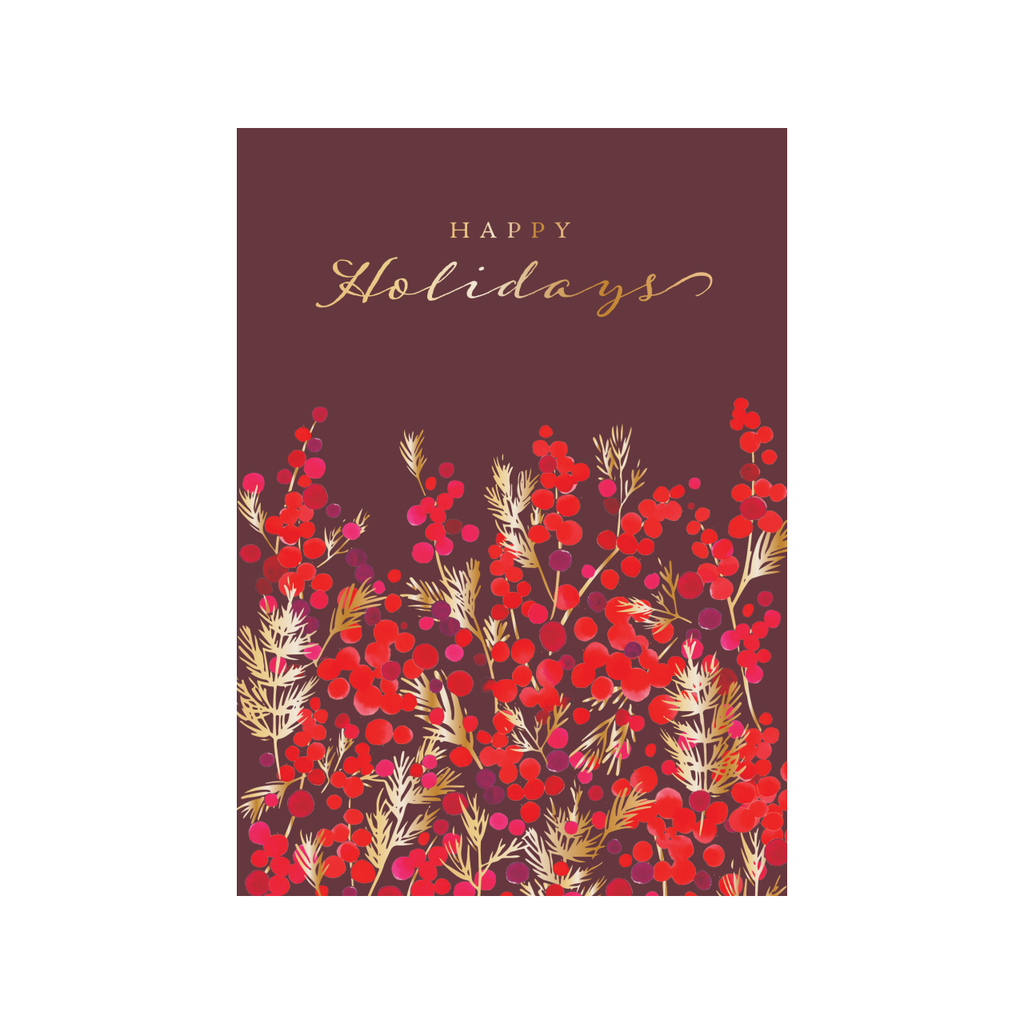 Red And Gold Berries Holiday Card - Boxed Set Design Design Holiday Cards - Boxed Cards - Holiday - Happy Holidays