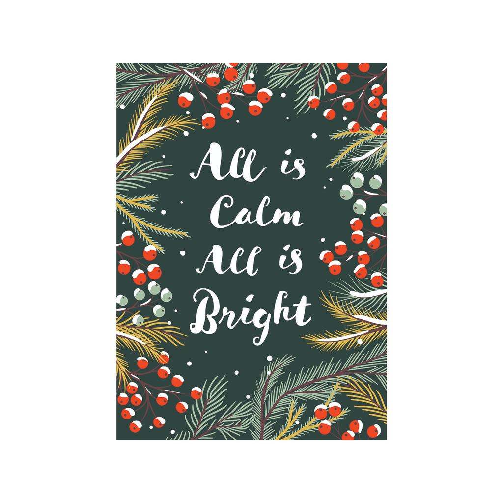 All Is Calm Pine Christmas Card Design Design Holiday Cards - Holiday - Christmas