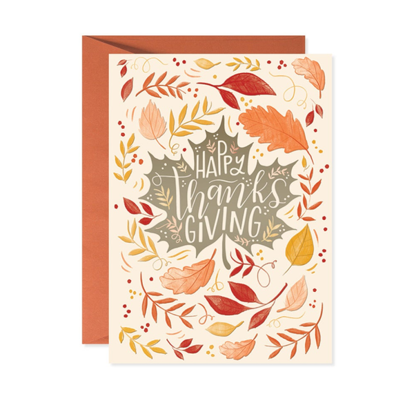 Gold Leaf Thanksgiving Card Design Design Holiday Cards - Holiday - Thanksgiving