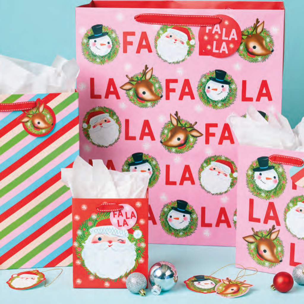 Jolly Figures-Stripes Gift Bag - Large Design Design Holiday Gift Wrap & Packaging - Holiday - Christmas - Gift Bags