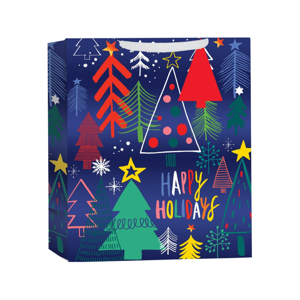 MEDIUM Happy Holiday Trees Holiday Gift Bags Design Design Holiday Gift Wrap & Packaging - Holiday - Christmas - Gift Bags
