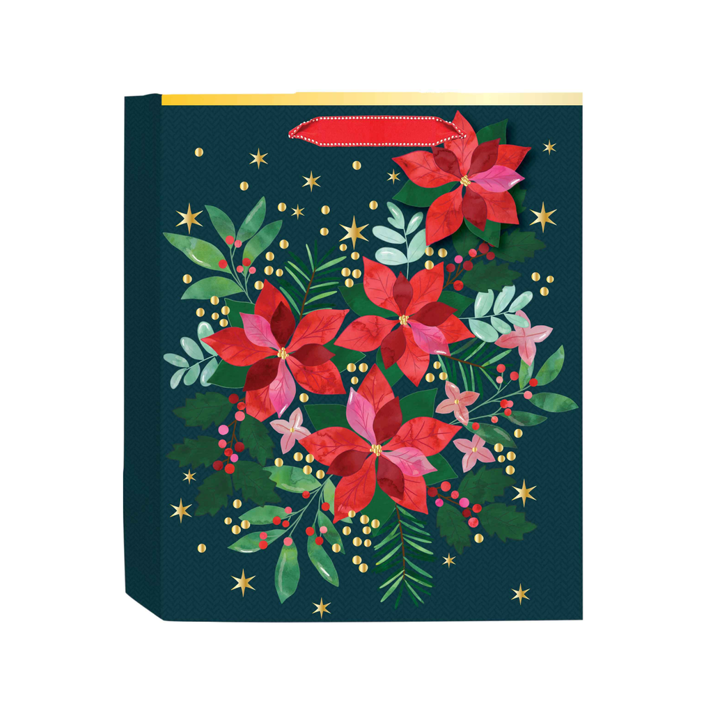 Medium Poinsettia Gift Bag - Bottle Design Design Holiday Gift Wrap & Packaging - Holiday - Christmas - Gift Bags