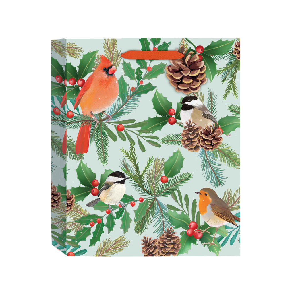 Medium Snow Day Birds Gift Bag - Medium Design Design Holiday Gift Wrap & Packaging - Holiday - Christmas - Gift Bags