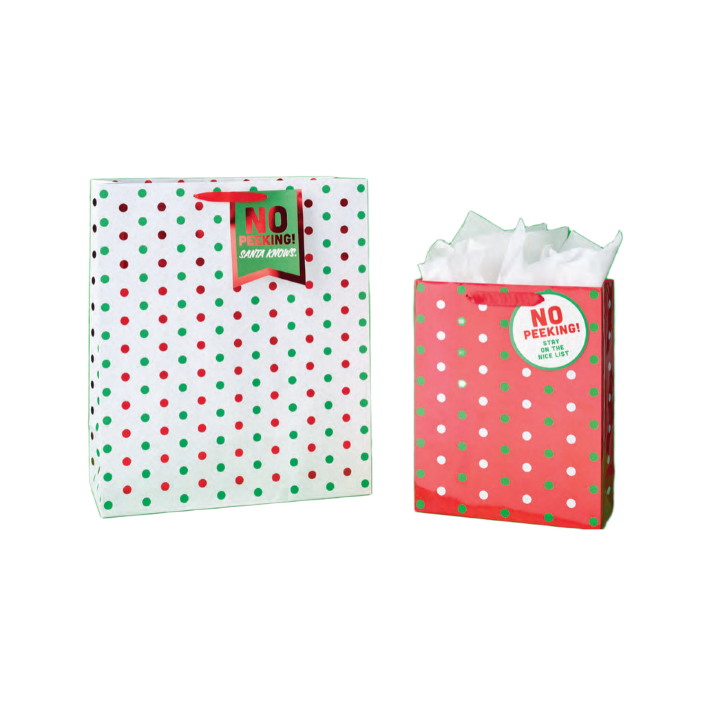 No Peeking-Dot Jumbo Tote Bag Design Design Holiday Gift Wrap & Packaging - Holiday - Christmas - Gift Bags