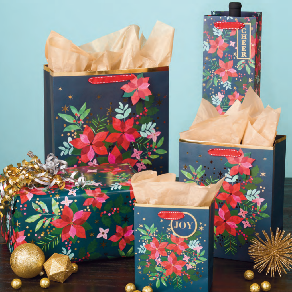 Poinsettia Gift Bag - Bottle Design Design Holiday Gift Wrap & Packaging - Holiday - Christmas - Gift Bags