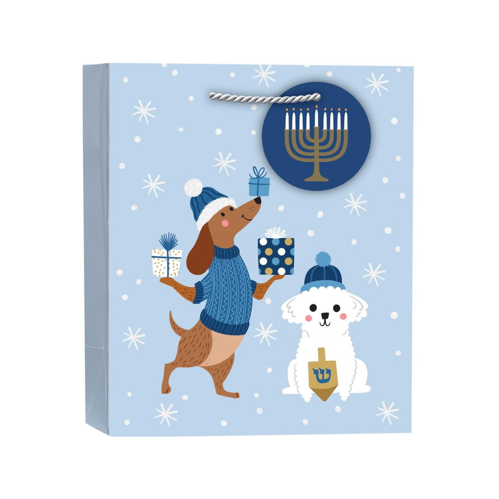SMALL Happy Hanukkah - Pups Holiday Gift Bags Design Design Holiday Gift Wrap & Packaging - Holiday - Christmas - Gift Bags