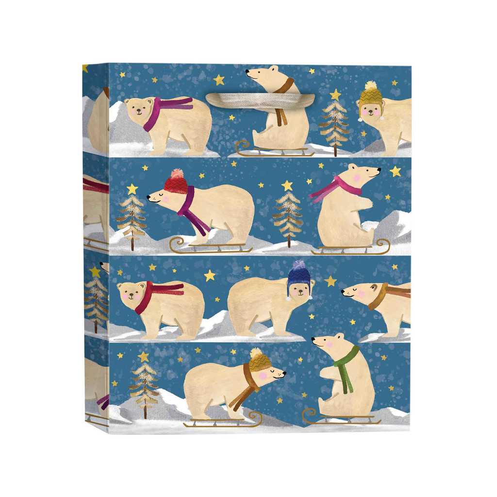 Small Polar Bear Playtime Gift Bag - Medium Design Design Holiday Gift Wrap & Packaging - Holiday - Christmas - Gift Bags