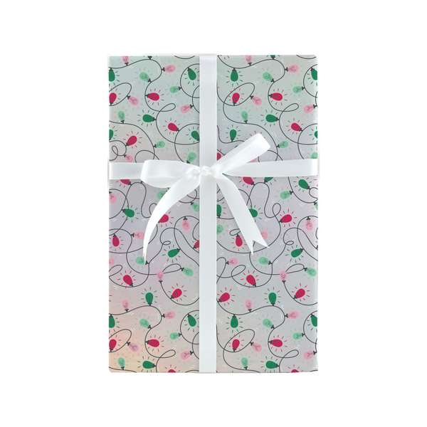 Pink And Green String Of Lights Jumbo Gift Wrap Roll Design Design Holiday Gift Wrap & Packaging - Holiday - Christmas - Gift Wrap