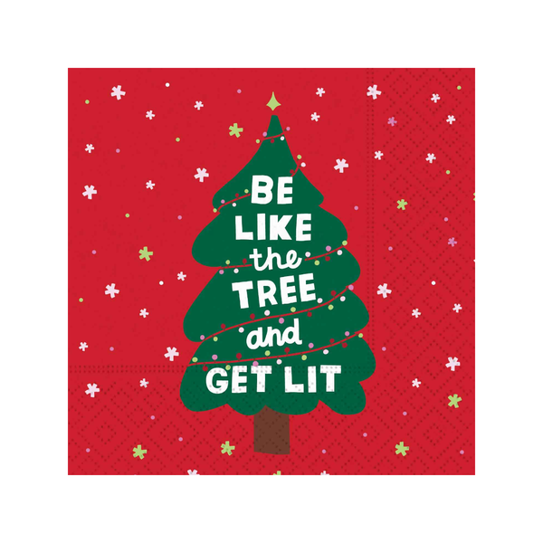 Be Like A Tree And Get Lit Tree Beverage Napkins Design Design Holiday Holiday - Home - Barware - Cocktail Napkins