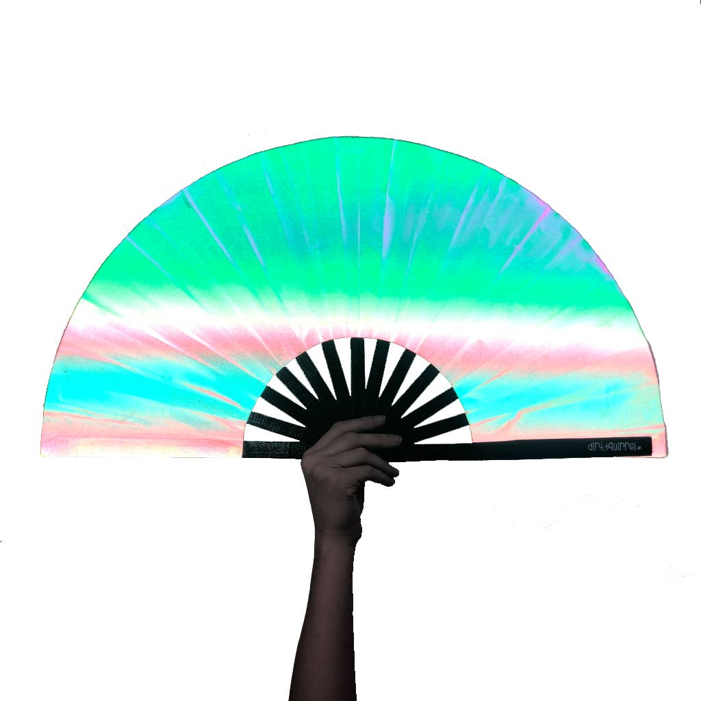 Reflective Rainbow Hand Fan Dirt Squirrel Apparel Apparel & Accessories - Decorative Fans