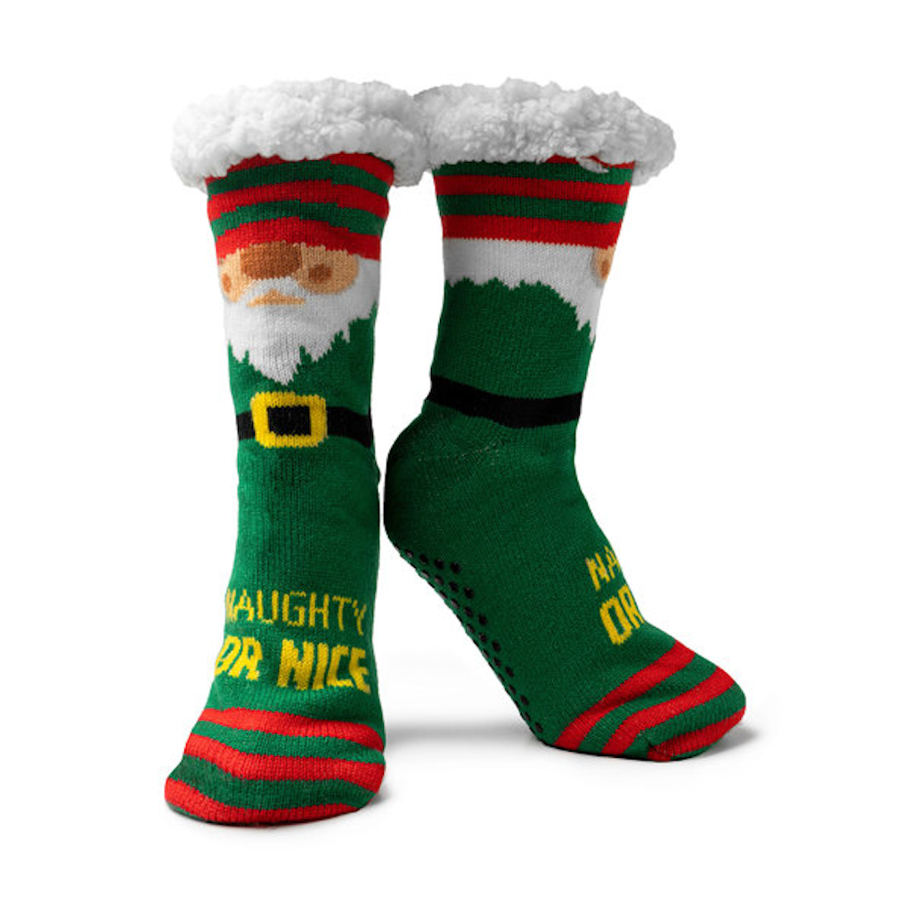 Naughty Or Nice Mistletoes Slipper Socks - Womens DM Merchandising Apparel & Accessories - Socks - Slippers - Adult - Womens