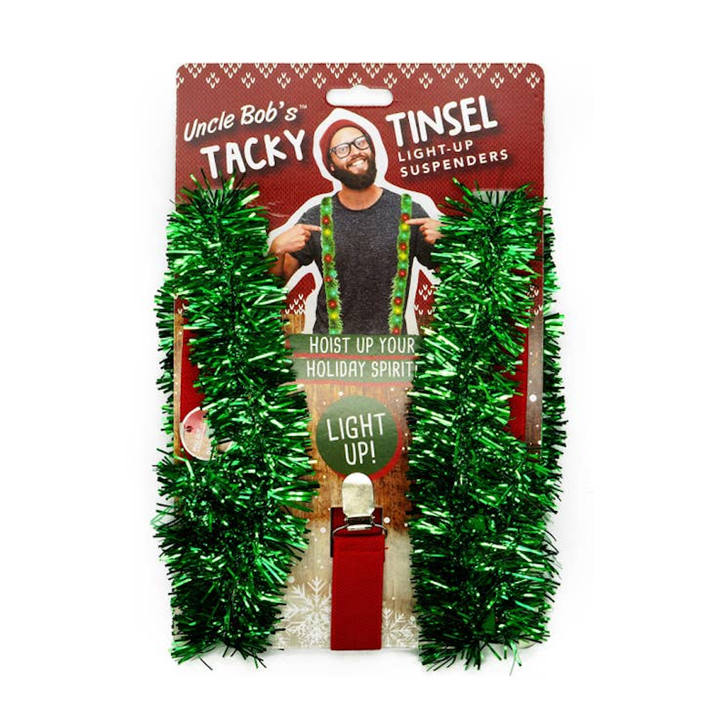 Uncle Bob's Tacky Tinsel Light-Up Suspenders DM Merchandising Apparel & Accessories