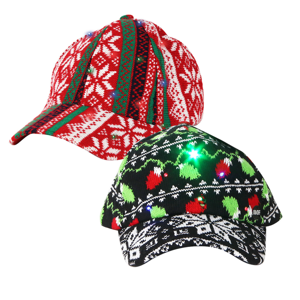 Holiday Light-Up Knitted Ball Cap DM Merchandising Apparel & Accessories - Winter - Adult - Hats