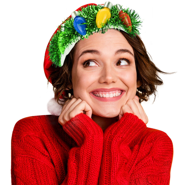 Holiday Tacky Tinsel Light-Up Santa Hat DM Merchandising Apparel & Accessories - Winter - Adult - Hats